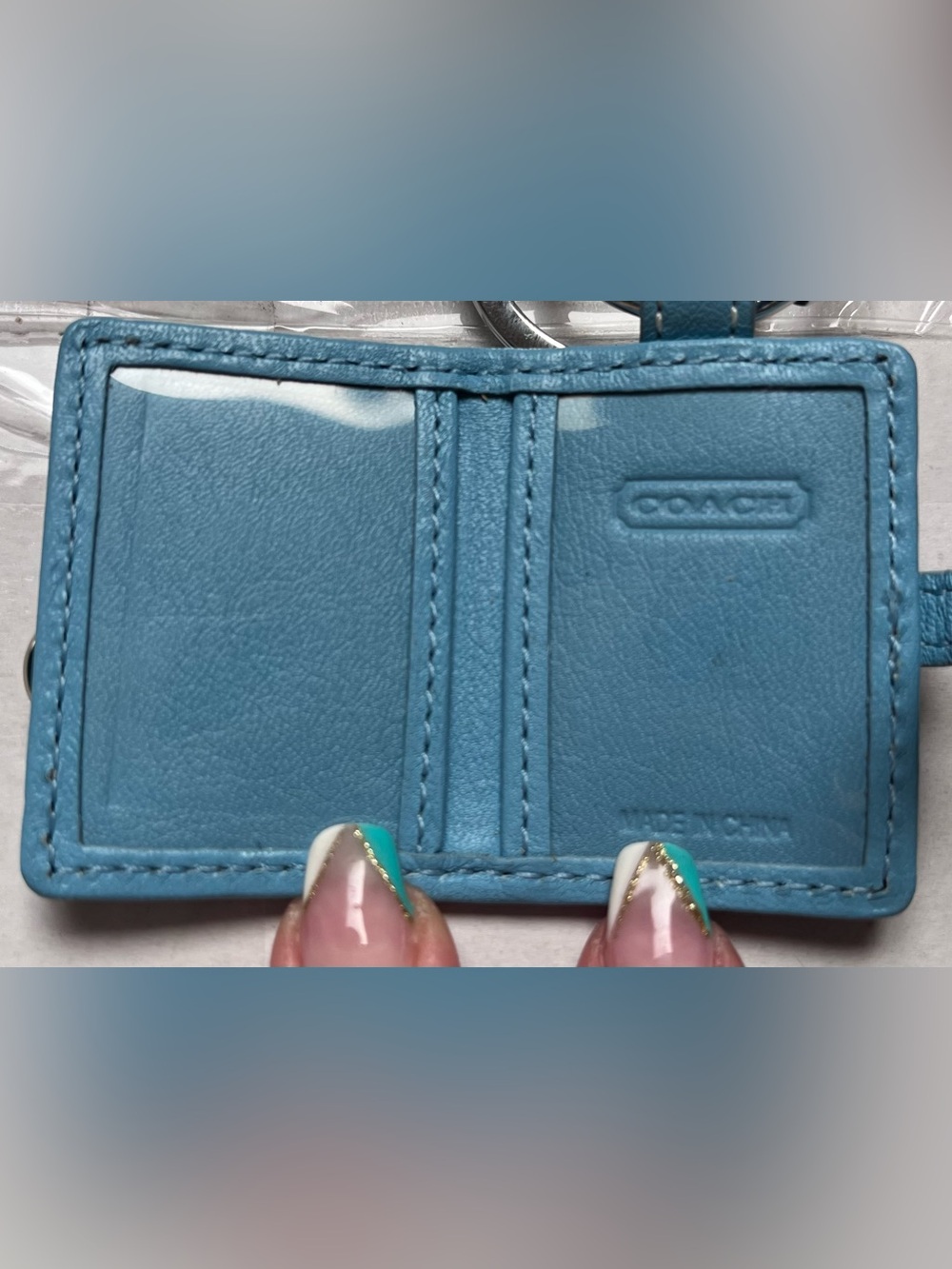 Vintage Y2K Coach Blue Signature Mini Photo Album Keychain / Bag Charm 🩵 - Picture 2 of 3